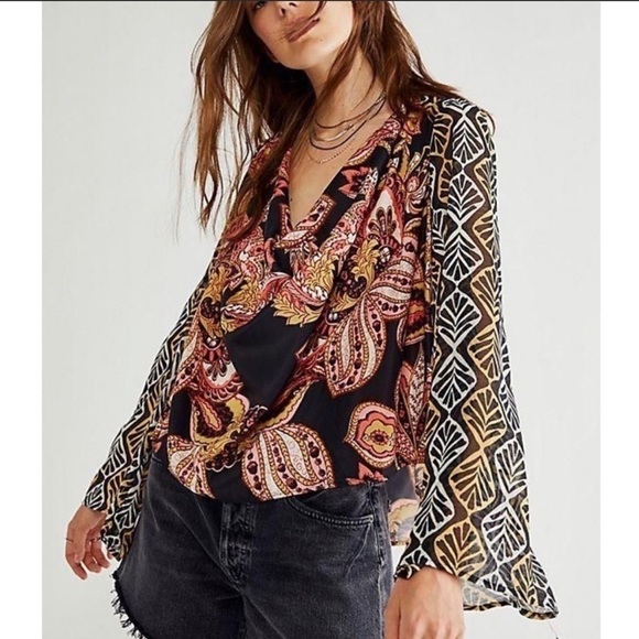 Free People Aleena Printed Blouse Top - Picture 3 of 17